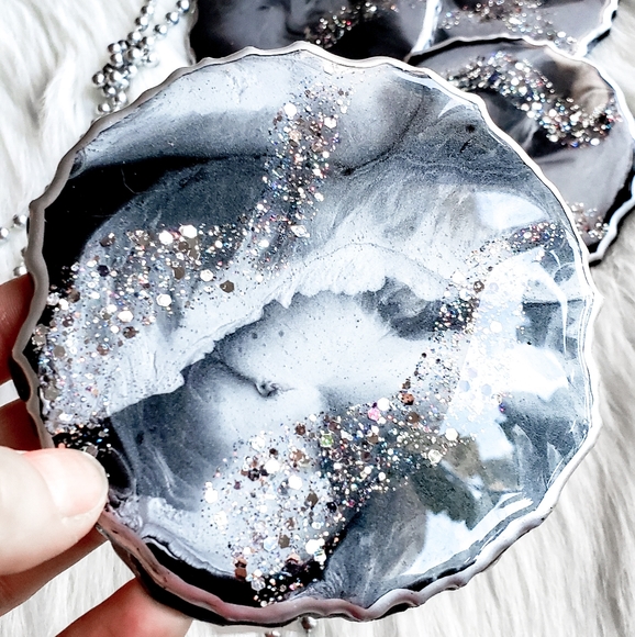 SOLD. Resin Geode Coasters, Set of 2 - Picture 6 of 11